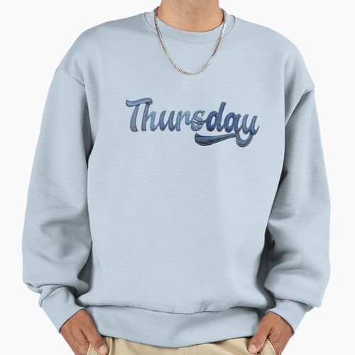 Thursday Denim Patchwork Sweatshirt - Casual Everyday Wear for Adults - T-Shirt, Sweatshirt, Hoodie