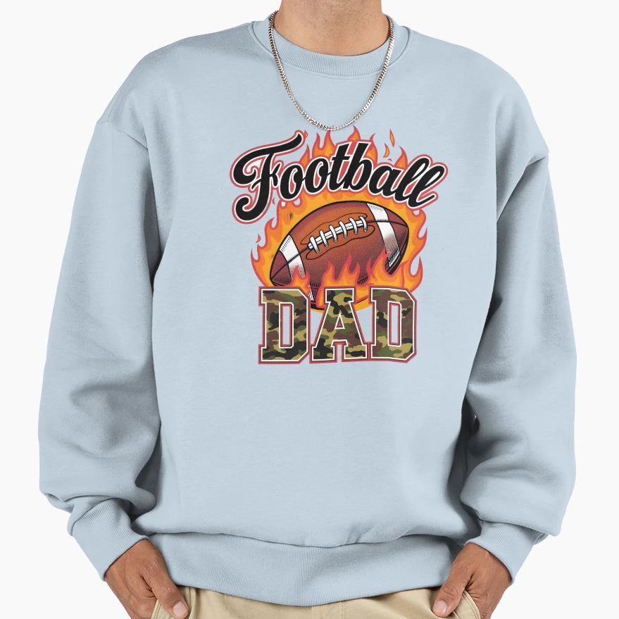 Football Dad Flaming Football Sweatshirt - Casual Everyday Wear for Adults - T-Shirt, Sweatshirt, Hoodie