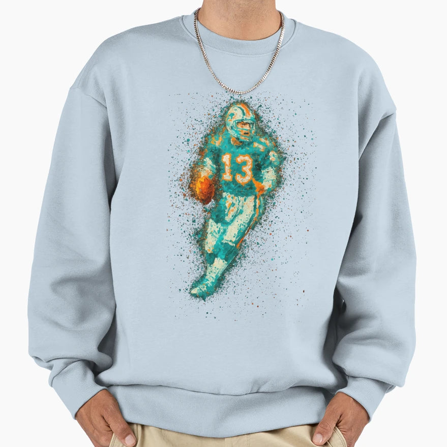 Dan Marino 13 Miami Dolphins Art Aqua Sweatshirt - Unique Graphic Unisex - T-Shirt, Sweatshirt, Hoodie