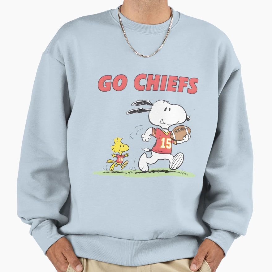 Chiefs Football Snoopy Woodstock Sweatshirt - Minimalist Print for Adults - T-Shirt, Sweatshirt, Hoodie