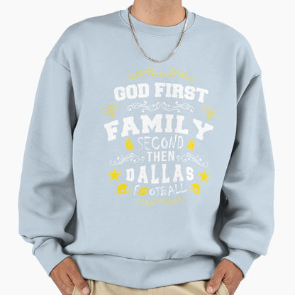 American Game God First Family Sweatshirt - Novelty Apparel for Adults - T-Shirt, Sweatshirt, Hoodie