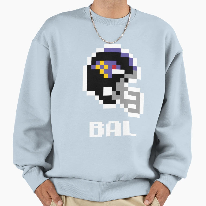Baltimore Ravens Tecmo Super Bowl Sweatshirt - Minimalist Print Men Women - T-Shirt, Sweatshirt, Hoodie