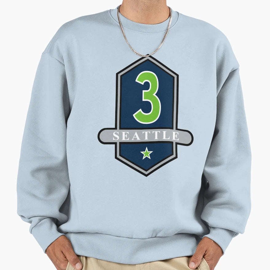 Seattle 3 Emblem Sweatshirt - Streetwear Style for Adults - T-Shirt, Sweatshirt, Hoodie