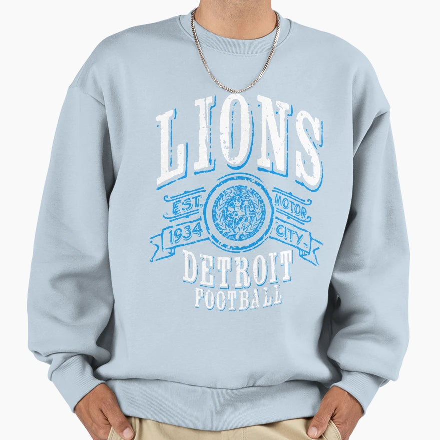 Lions Football Sweatshirt - Aesthetic Graphic for Adults - T-Shirt, Sweatshirt, Hoodie