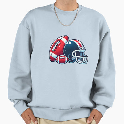 Football Ball And Helmet Cartoon Image Sweatshirt - Graphic Print Men Women - T-Shirt, Sweatshirt, Hoodie