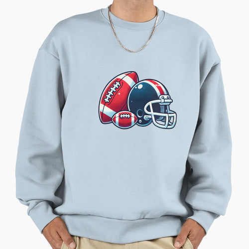 Football Ball And Helmet Cartoon Image Sweatshirt - Graphic Print Men Women - T-Shirt, Sweatshirt, Hoodie