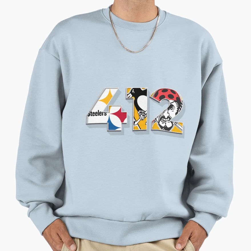 Area Code 412 Sports Teams Sweatshirt - Fun Novelty Design Unisex - T-Shirt, Sweatshirt, Hoodie