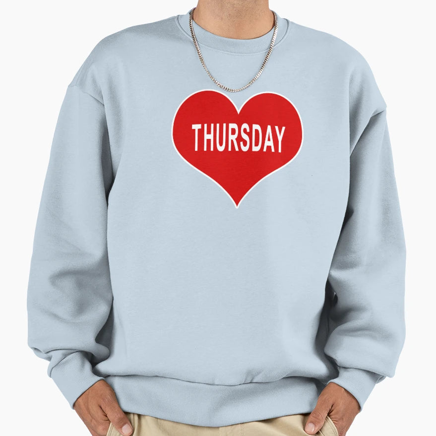 Thursday Red Love Heart Sweatshirt - Minimalist Print for Adults - T-Shirt, Sweatshirt, Hoodie