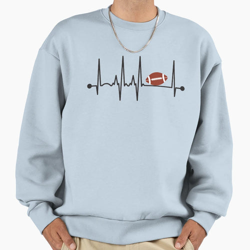 Football Heartbeat Sweatshirt - Casual Everyday Wear Men Women - T-Shirt, Sweatshirt, Hoodie