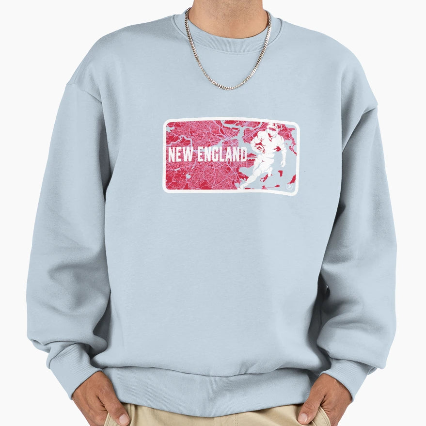 New England Football Player Street Sweatshirt - Trendy Graphic for Adults - T-Shirt, Sweatshirt, Hoodie