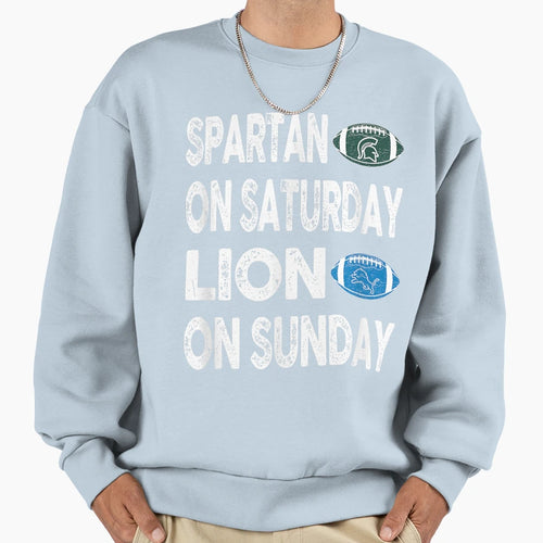 Spartan Saturday Lion Sunday Funny Sweatshirt - Fun Novelty Design Unisex - T-Shirt, Sweatshirt, Hoodie
