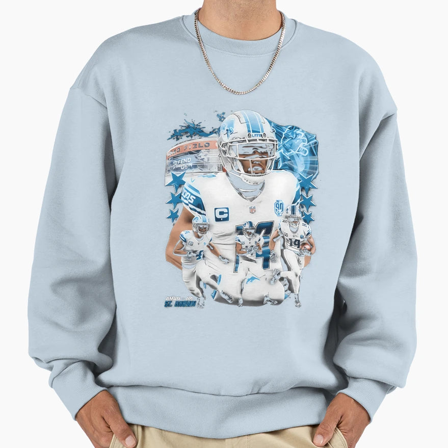 Amon Ra St Brown Star Football Sweatshirt - Unique Graphic for Adults - T-Shirt, Sweatshirt, Hoodie