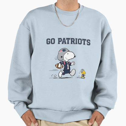 New England Patriots Snoopy Go Sweatshirt - Casual Everyday Wear Unisex - T-Shirt, Sweatshirt, Hoodie