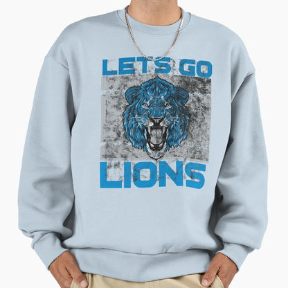 Lets Go Lions Washed And Worn Sweatshirt - Custom Art Print Unisex - T-Shirt, Sweatshirt, Hoodie