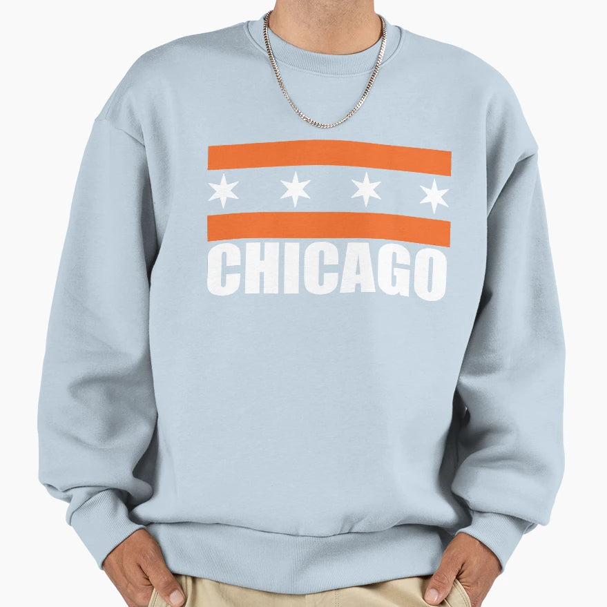 Chicago Flag Bears Colors Orange Sweatshirt - Novelty Apparel for Adults - T-Shirt, Sweatshirt, Hoodie