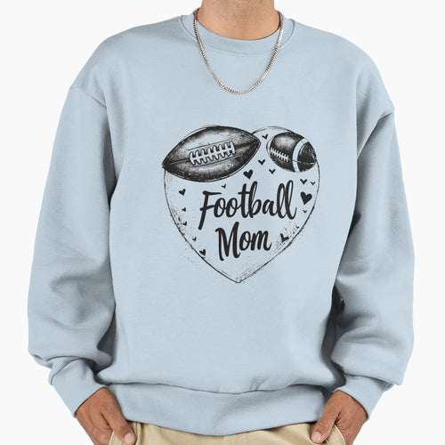 Football Mom Heart Grunge Sweatshirt - Casual Everyday Wear for Adults - T-Shirt, Sweatshirt, Hoodie