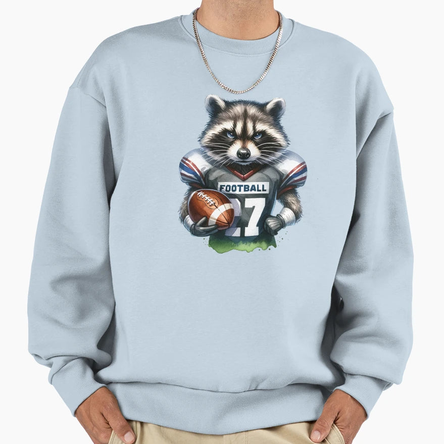 Raccoon Amarican Football Sweatshirt - Fun Novelty Design Men Women - T-Shirt, Sweatshirt, Hoodie