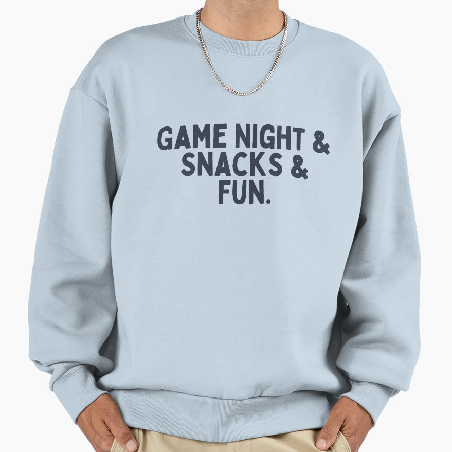 Game Night Snacks Fun Sweatshirt - Aesthetic Graphic Unisex - T-Shirt, Sweatshirt, Hoodie