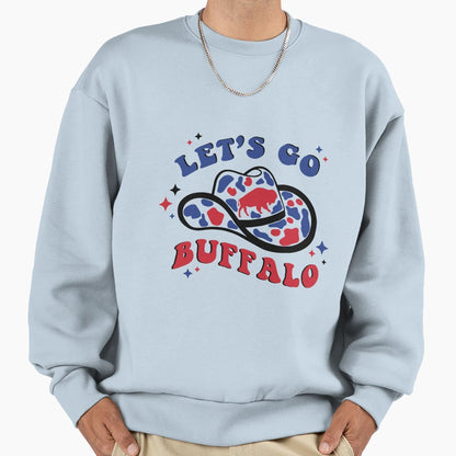 Lets Go Buffalo Football Cowboy Hat Sweatshirt - Custom Art Print Men Women - T-Shirt, Sweatshirt, Hoodie