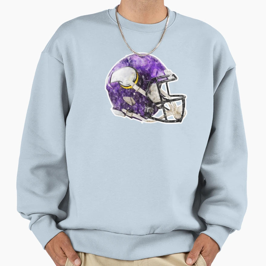Minnesota Vikings Watercolor Helmet Sweatshirt - Unique Graphic Men Women - T-Shirt, Sweatshirt, Hoodie