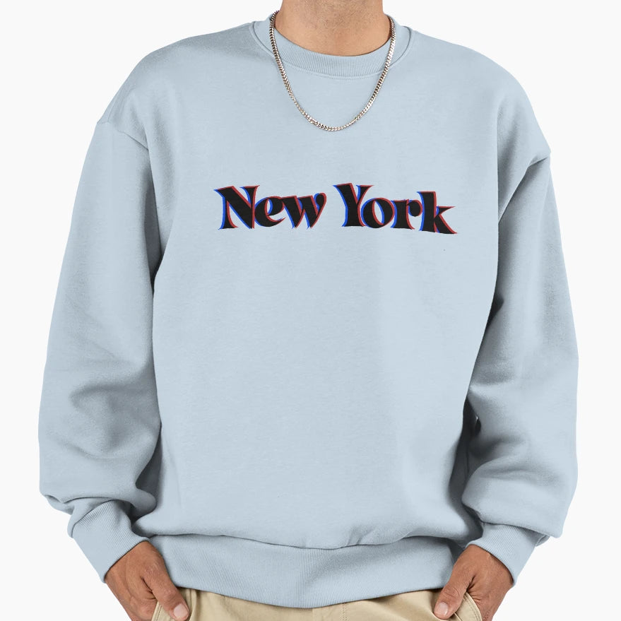 3D Effect New York City Sweatshirt - Aesthetic Graphic for Adults - T-Shirt, Sweatshirt, Hoodie