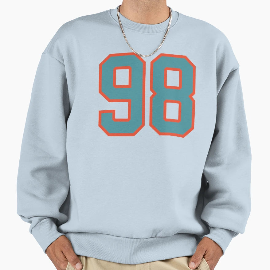 98 Number Aqua Orange Lucky Sports Sweatshirt - Trendy Graphic Unisex - T-Shirt, Sweatshirt, Hoodie