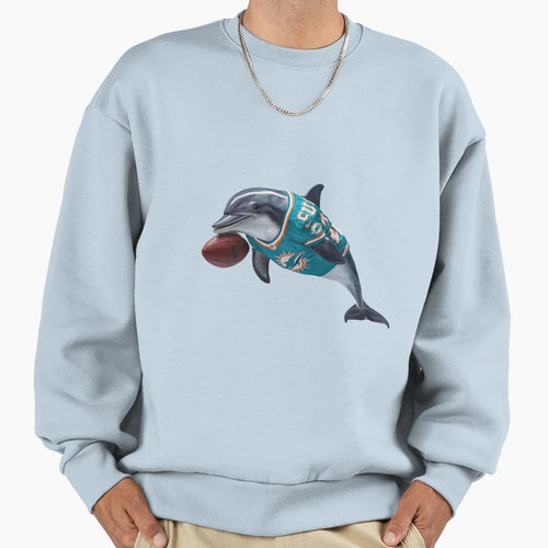 Dolphin Football Logo Art Miami Sweatshirt - Trendy Graphic Men Women - T-Shirt, Sweatshirt, Hoodie