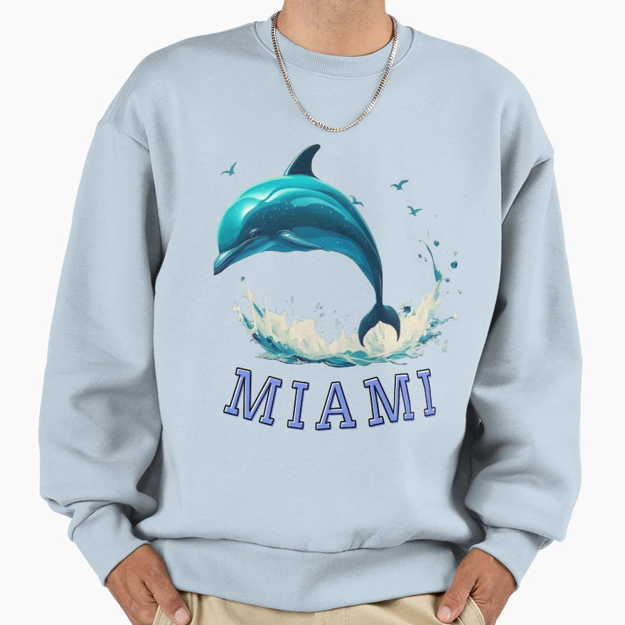 Dolphin Miami Sweatshirt - Minimalist Print Unisex - T-Shirt, Sweatshirt, Hoodie