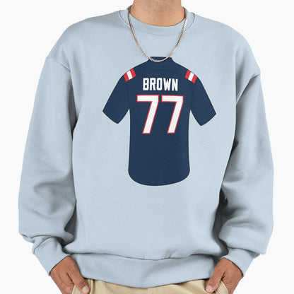 Trent Brown Jersey Number 77 Sweatshirt - Trendy Graphic Unisex - T-Shirt, Sweatshirt, Hoodie