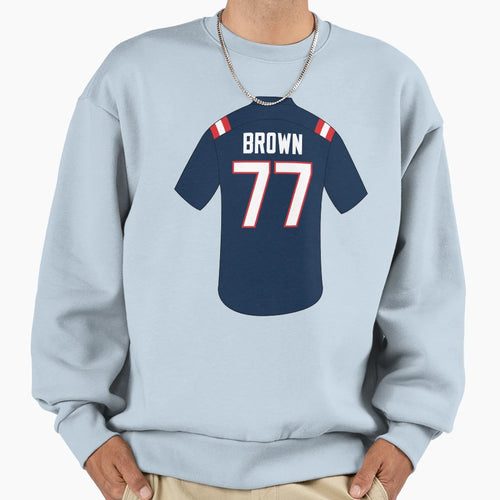 Trent Brown Jersey Number 77 Sweatshirt - Trendy Graphic Unisex - T-Shirt, Sweatshirt, Hoodie