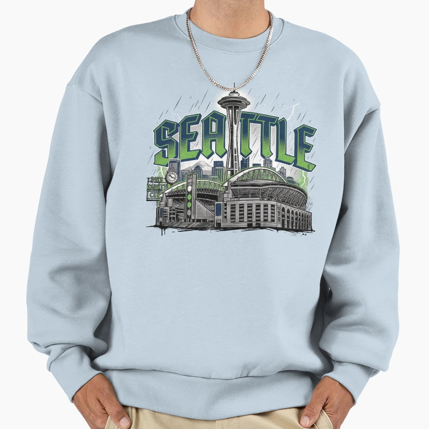 Seattle Illumenated Sweatshirt - Minimalist Print Unisex - T-Shirt, Sweatshirt, Hoodie