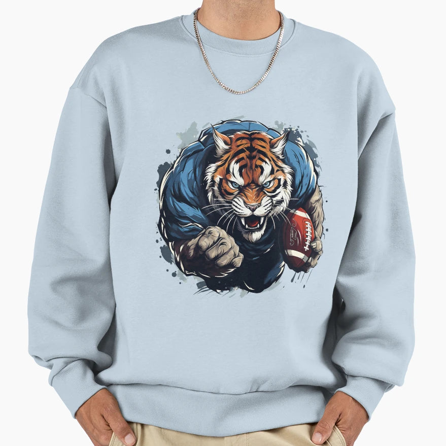 Tiger Soccer Player Sweatshirt - Aesthetic Graphic Men Women - T-Shirt, Sweatshirt, Hoodie