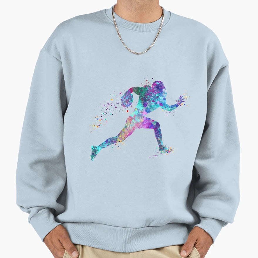American Football Player Watercolor Sweatshirt - Trendy Graphic Unisex - T-Shirt, Sweatshirt, Hoodie