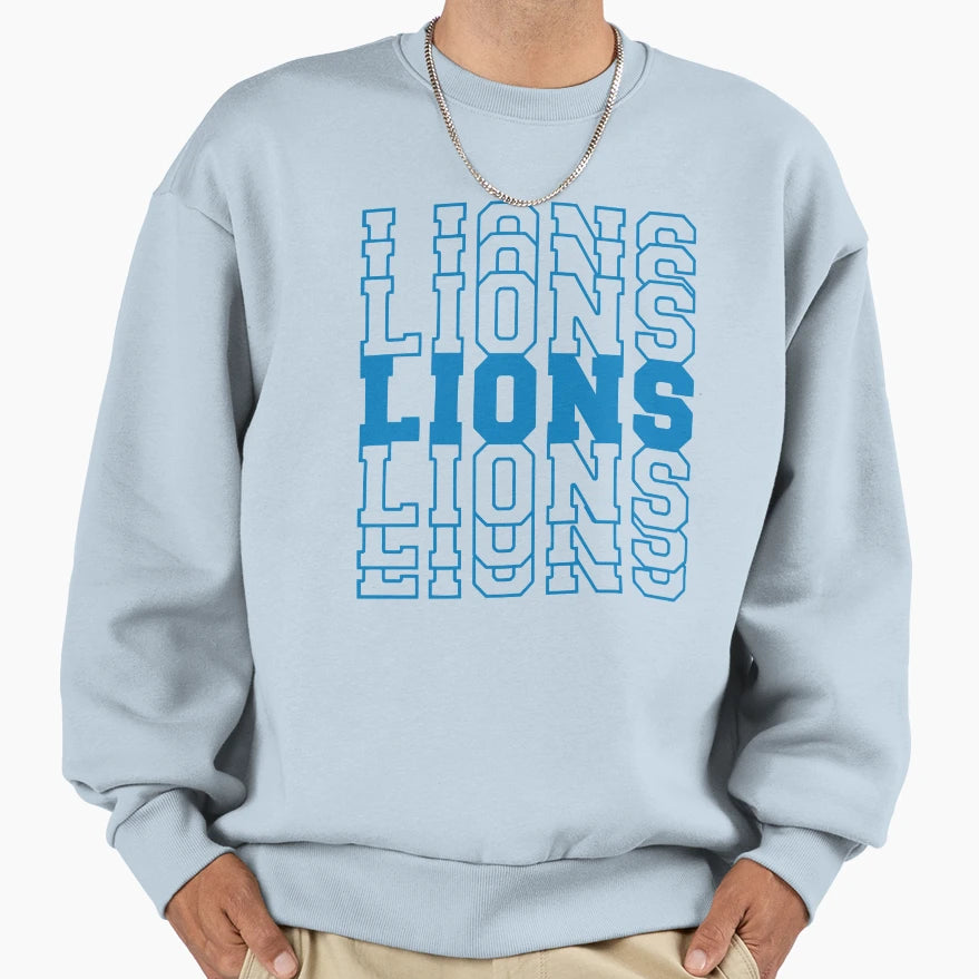 Lions Stacked Text Sweatshirt - Custom Art Print for Adults - T-Shirt, Sweatshirt, Hoodie