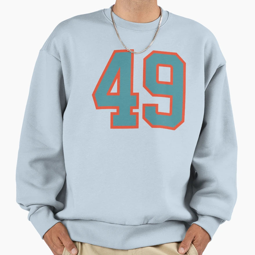 49 Number Aqua Orange Lucky Sports Sweatshirt - Fun Novelty Design Unisex - T-Shirt, Sweatshirt, Hoodie