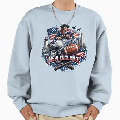 New England Football Patriot American T-Shirt - Trendy Graphic for Adults - T-Shirt, Sweatshirt, Hoodie