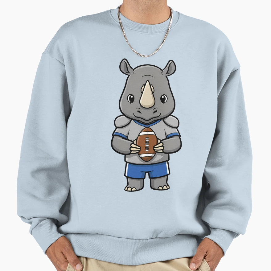 Rhino Football Player Mascot Sweatshirt - Trendy Graphic Unisex - T-Shirt, Sweatshirt, Hoodie