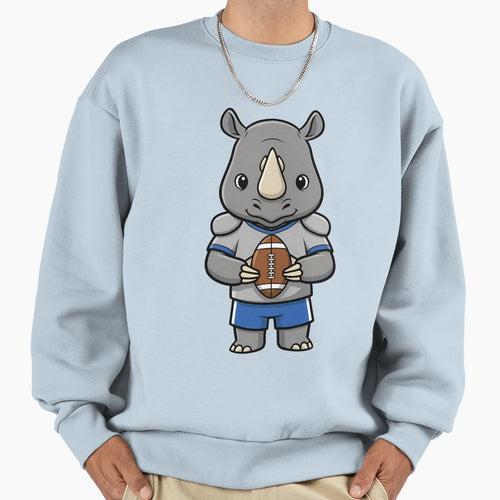 Rhino Football Player Mascot Sweatshirt - Trendy Graphic Unisex - T-Shirt, Sweatshirt, Hoodie