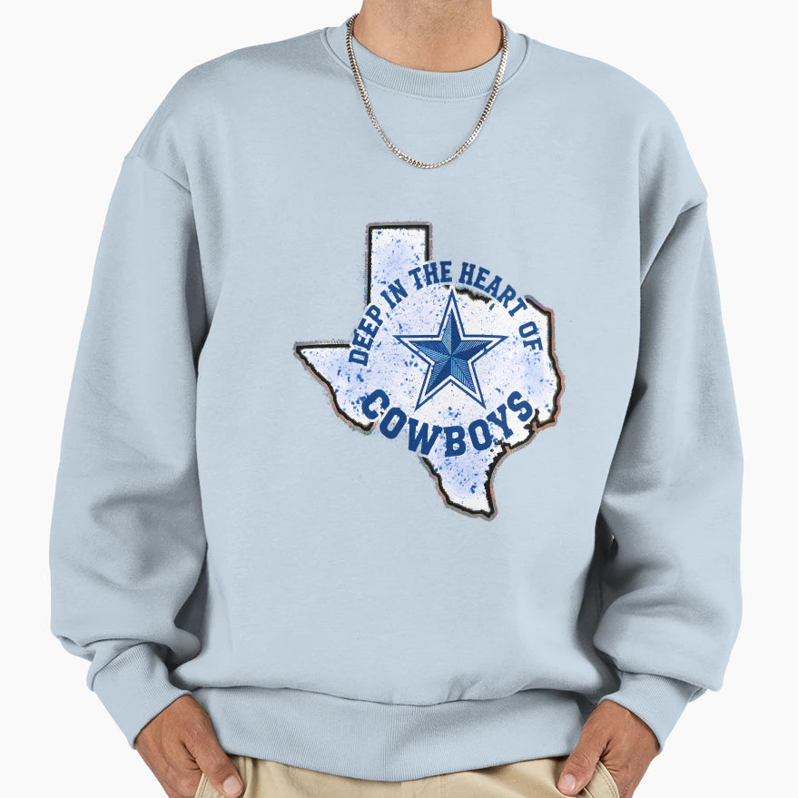 Dallas Cowboys Deep Heart Cowboys Sweatshirt - Custom Art Print Unisex - T-Shirt, Sweatshirt, Hoodie