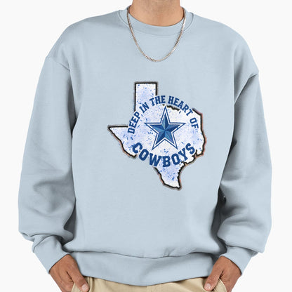 Dallas Cowboys Deep Heart Cowboys Sweatshirt - Custom Art Print Unisex - T-Shirt, Sweatshirt, Hoodie