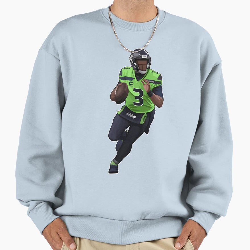 Russell Wilson Run To Pass Sweatshirt - Casual Everyday Wear for Adults - T-Shirt, Sweatshirt, Hoodie