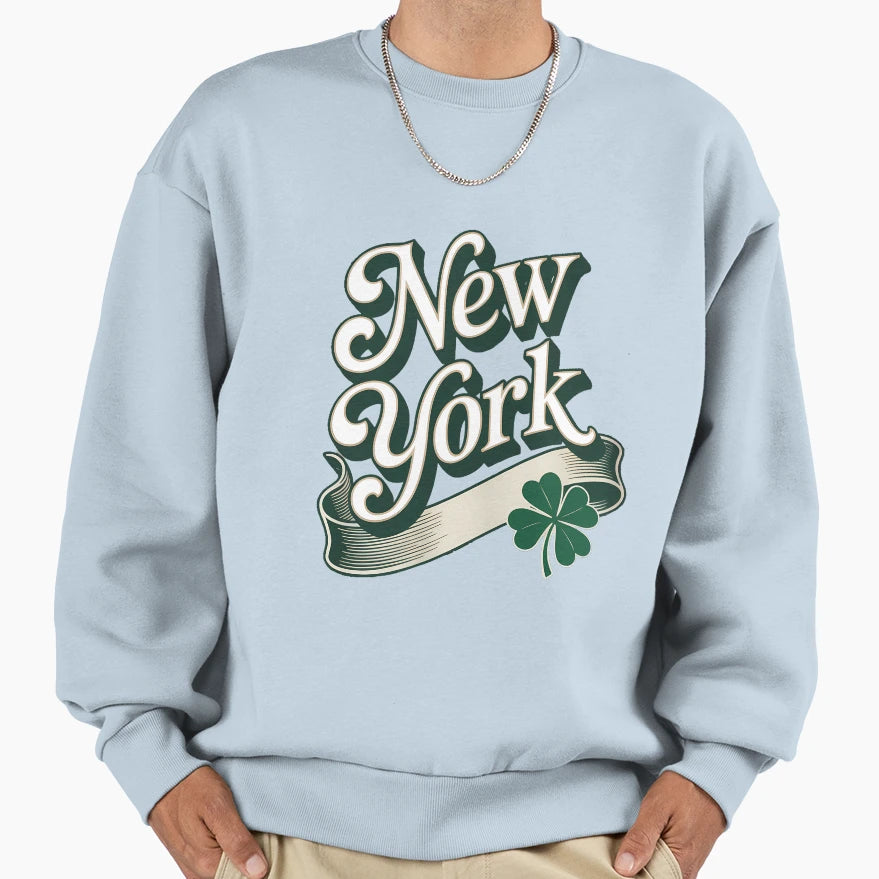 New York Shamrock St Patricks Day Sweatshirt - Custom Art Print Men Women - T-Shirt, Sweatshirt, Hoodie