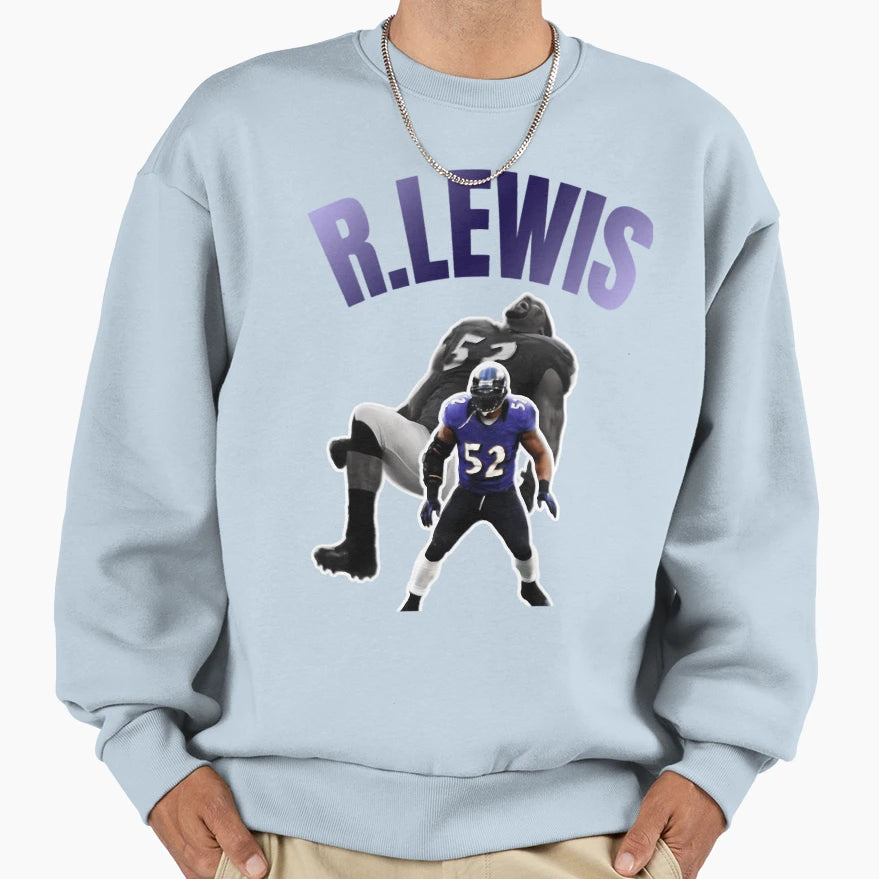 Baltimore Ravens R Lewis Sweatshirt - Custom Art Print Men Women - T-Shirt, Sweatshirt, Hoodie