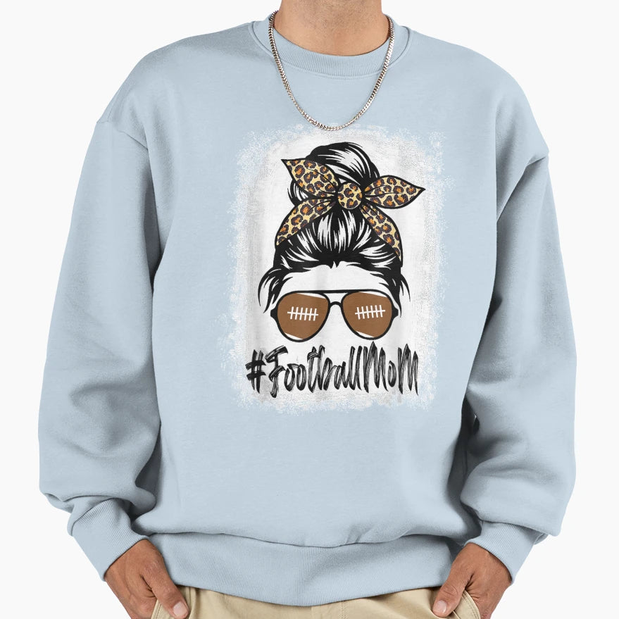 Bleached Football Mom Life Leopard Sweatshirt - Novelty Apparel Men Women - T-Shirt, Sweatshirt, Hoodie