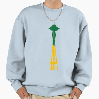 Space Needle Green Yellow Slash Sweatshirt - Fun Novelty Design for Adults - T-Shirt, Sweatshirt, Hoodie