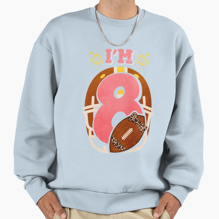 American Football Birthday 8 T-Shirt - Casual Everyday Wear for Adults - T-Shirt, Sweatshirt, Hoodie
