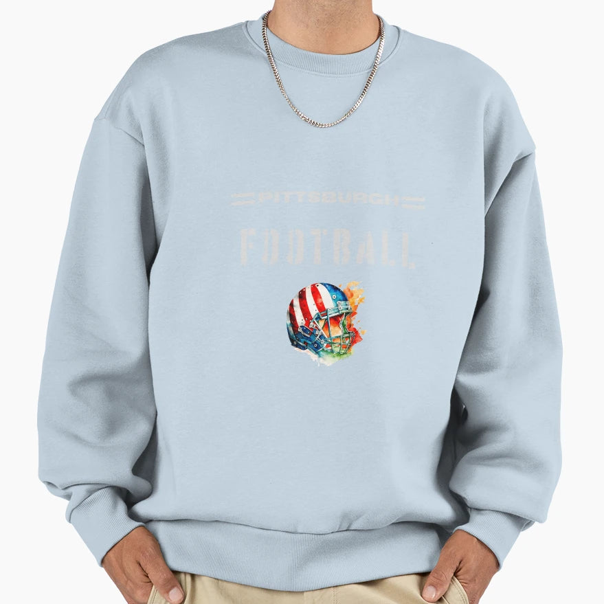 Pittsburgh Football Usa Flag Sweatshirt - Casual Everyday Wear Unisex - T-Shirt, Sweatshirt, Hoodie