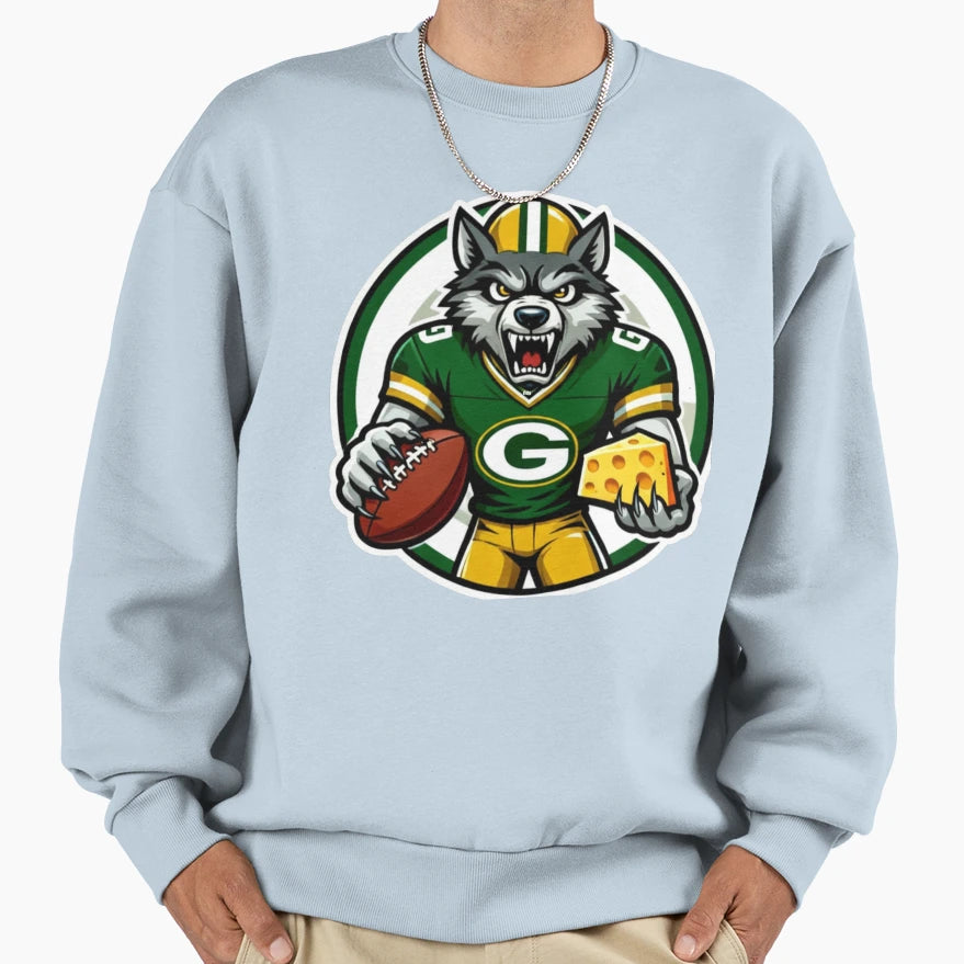 Angry Wolf Football Mascot Sweatshirt - Fun Novelty Design Men Women - T-Shirt, Sweatshirt, Hoodie