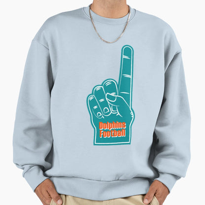 Miami Dolphins Football Foam Finger Sweatshirt - Minimalist Print Unisex - T-Shirt, Sweatshirt, Hoodie