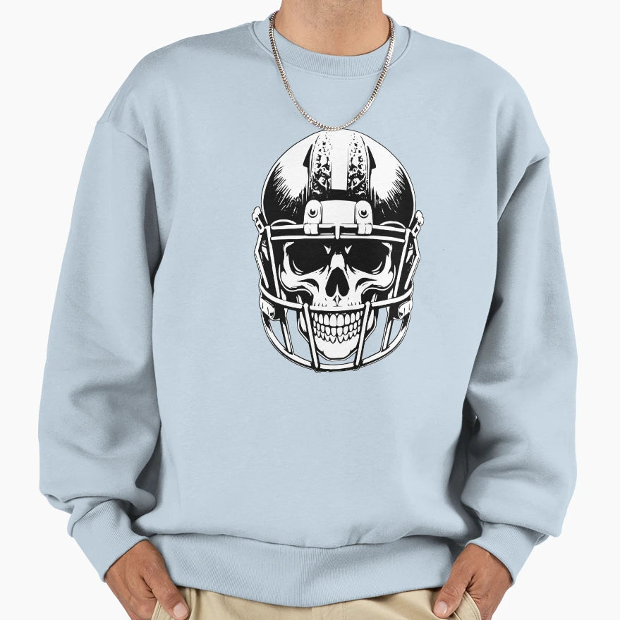 Football Helmet Skull Sweatshirt - Unique Graphic Unisex - T-Shirt, Sweatshirt, Hoodie